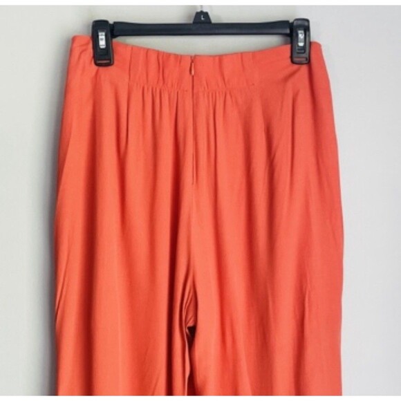 ASTR The Label Wide Leg Crop Trousers Medium Orange Viscose Flat Front Zip Back - Picture 5 of 14